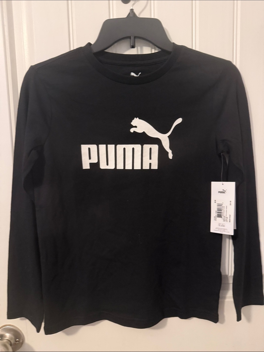 Puma boys Black Long-Sleeve Tee with White Logo
